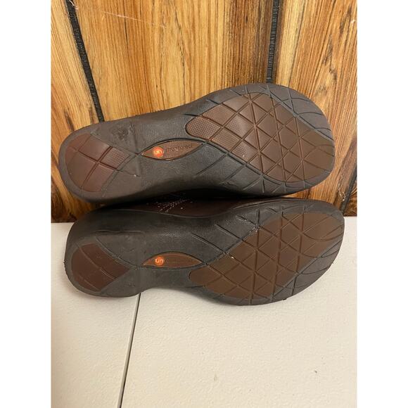 Clarks slip on soft leather brown size 5 chunky heel un structured women’s - Picture 7 of 9